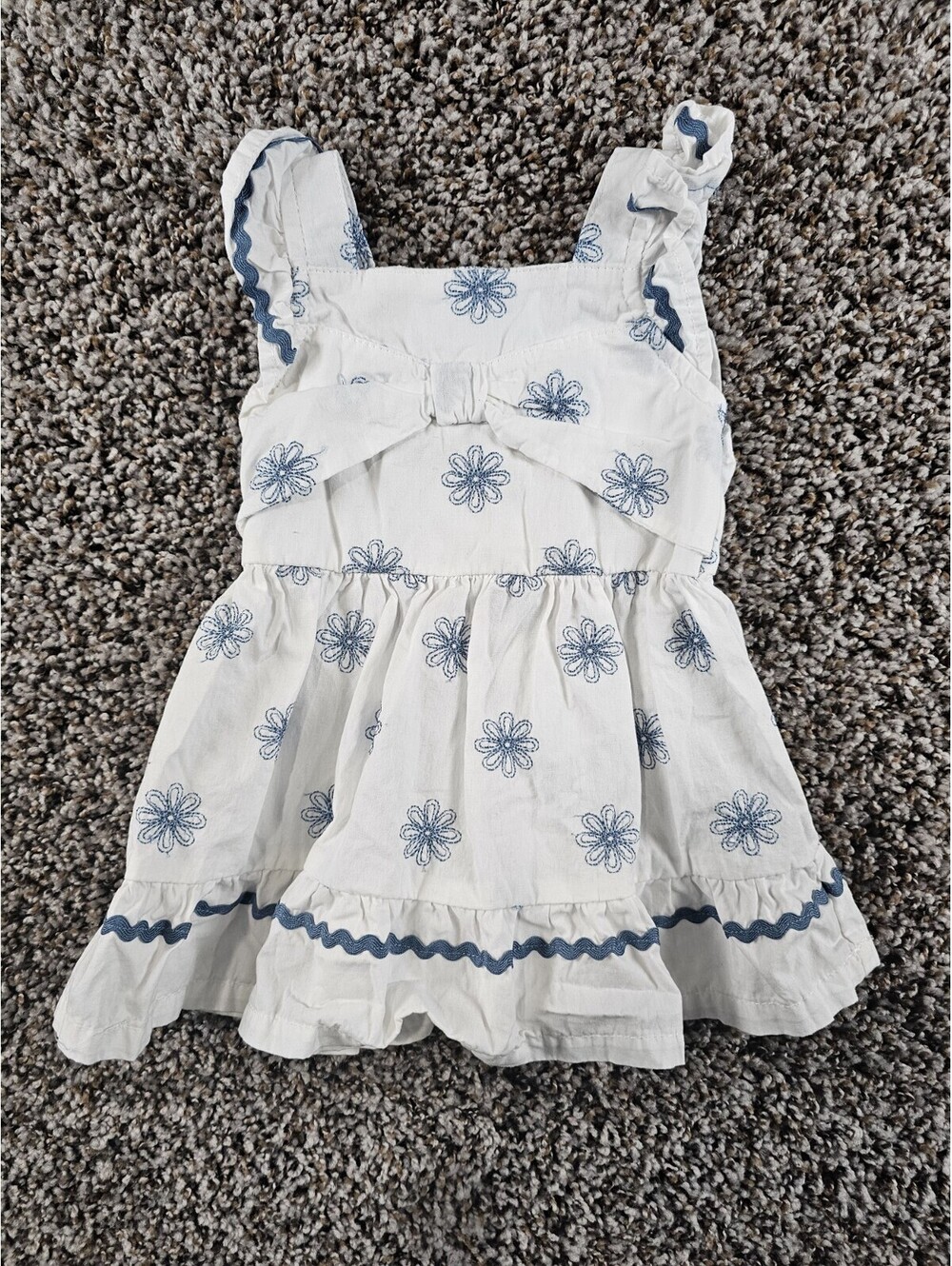 Daisy Fuentes Baby Girls Sz 6/6M Summer Dress White Blue Floral Sleeveless